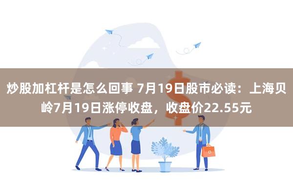 炒股加杠杆是怎么回事 7月19日股市必读：上海贝岭7月19日涨停收盘，收盘价22.55元