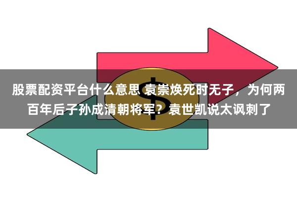 股票配资平台什么意思 袁崇焕死时无子，为何两百年后子孙成清朝将军？袁世凯说太讽刺了